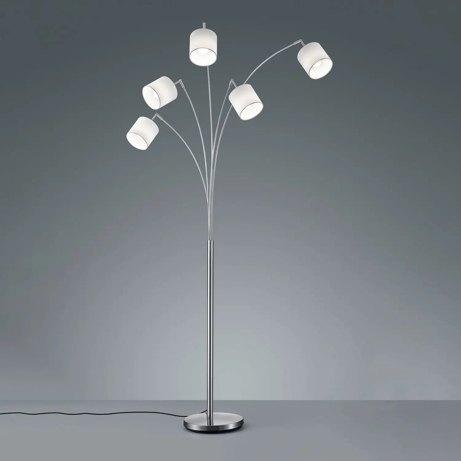 B-Ware Reality Stehlampe Stehleuchte Tommy Nickel Weiß Stoff Standleuchte H200cm 5 Flg  - 4017807395143