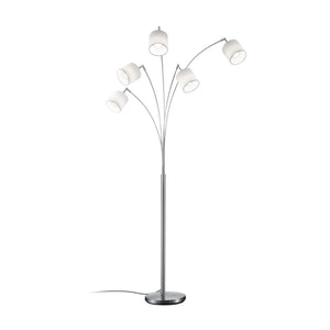 B-Ware Reality Stehlampe Stehleuchte Tommy Nickel Weiß Stoff Standleuchte H200cm 5 Flg