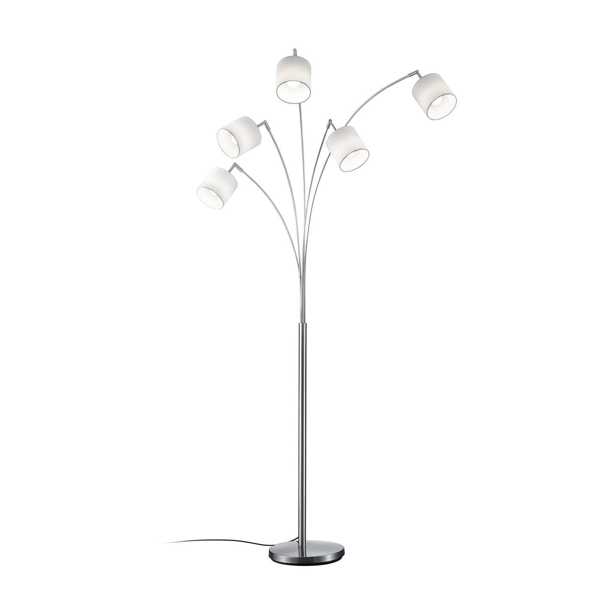 Reality Stehlampe Stehleuchte Tommy nickel weiß Stoff Standleuchte H200cm 5-flg - 4017807395143