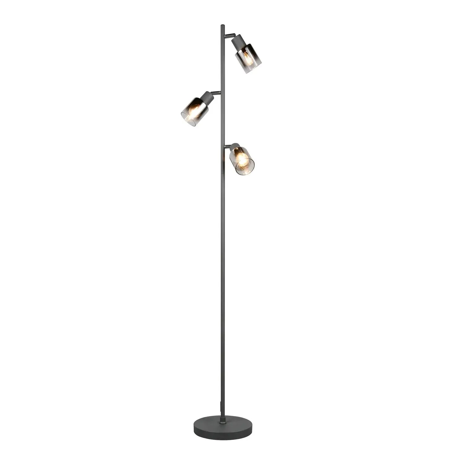 B-Ware Reality Stehleuchte Stehlampe Cadiz Schwarz Rauchgrau Metall Glas Schalter Kabel - 4017807653496