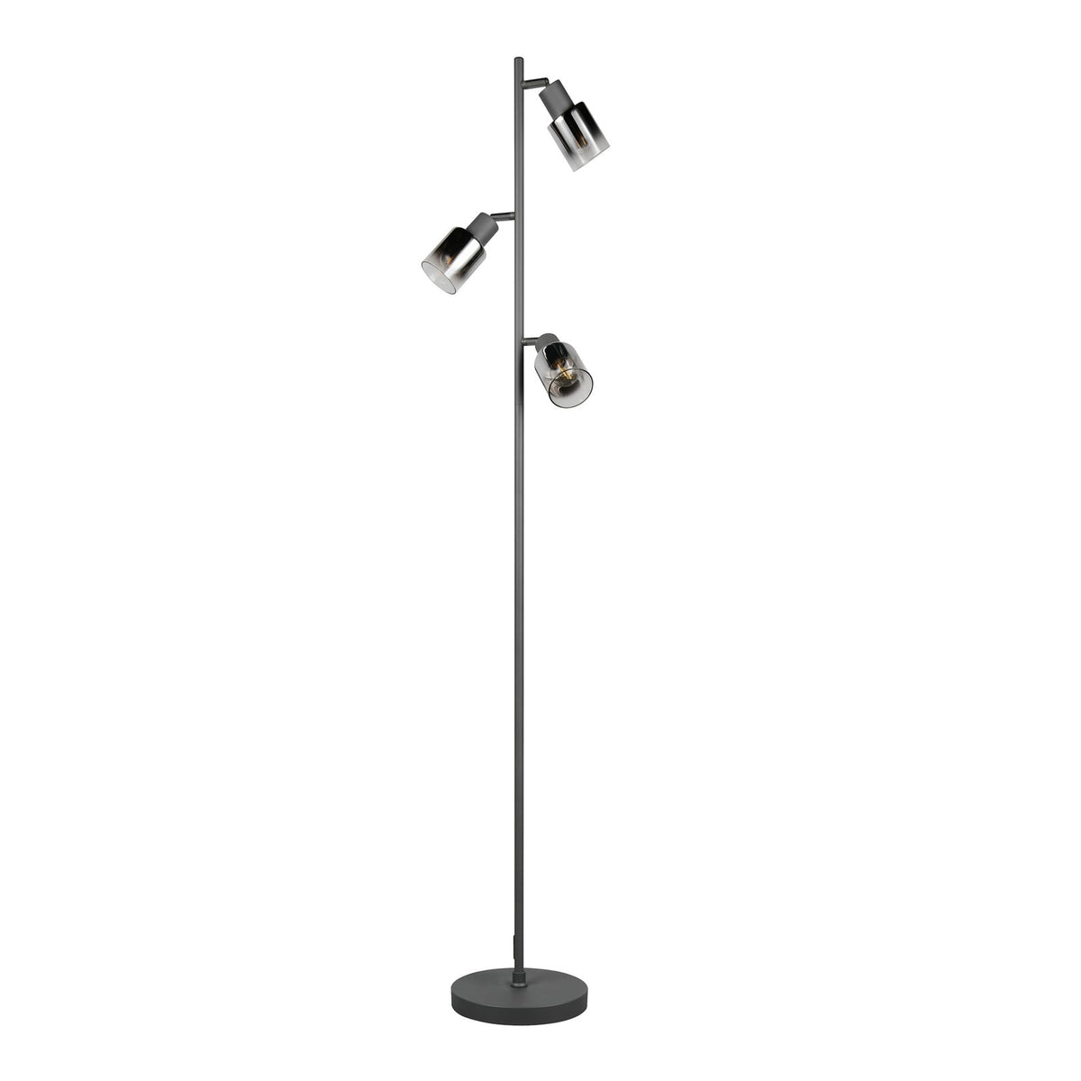 Reality Stehleuchte Stehlampe Cadiz schwarz rauchgrau Metall Glas Schalter Kabel - 4017807653496