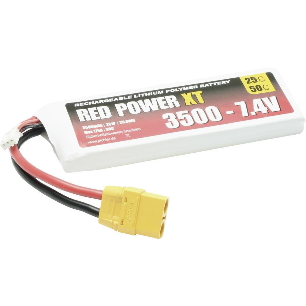 B-Ware Red Power Modellbau Akkupack Batterie Li Po 7.4 V 3500 M Ah 25 C Softcase Xt90