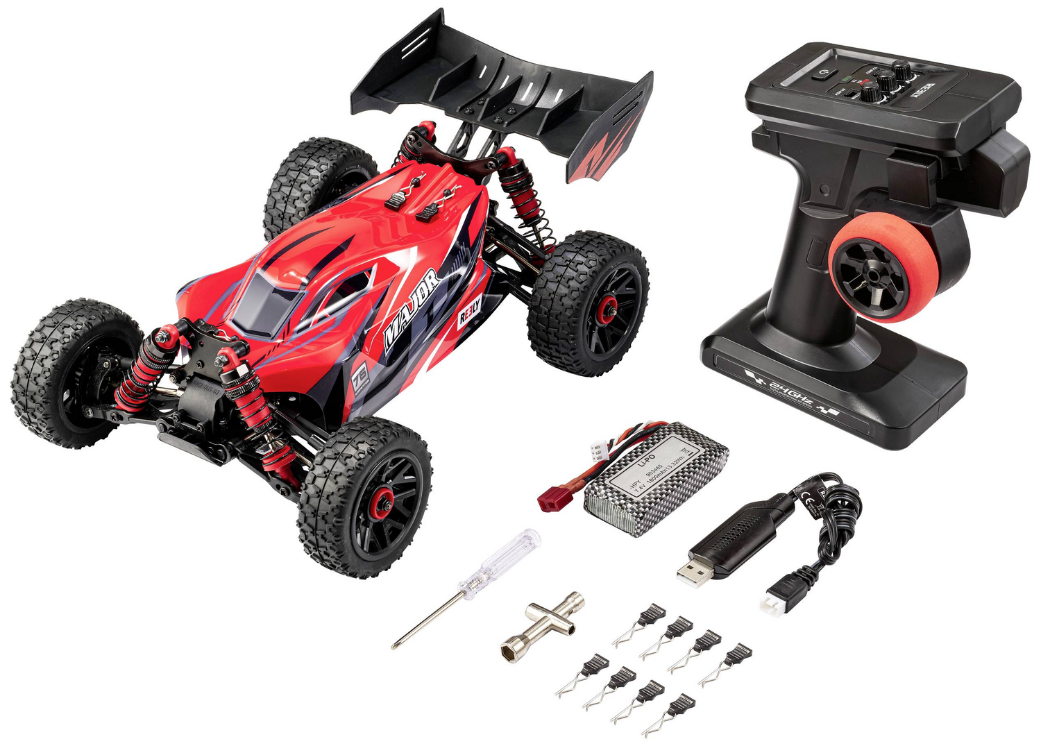 B-Ware Reely Major Rot Brushed 1:14 Rc Modellauto Elektro Buggy Siehe Text/Foto