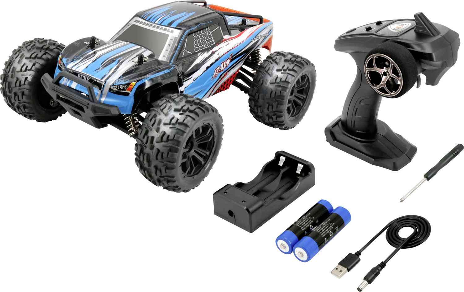 Raw Reely Blau Brushed 1:14 Rc Modellauto Elektro Monstertruck Allradantrieb 4 W B-Ware - 4064161189697