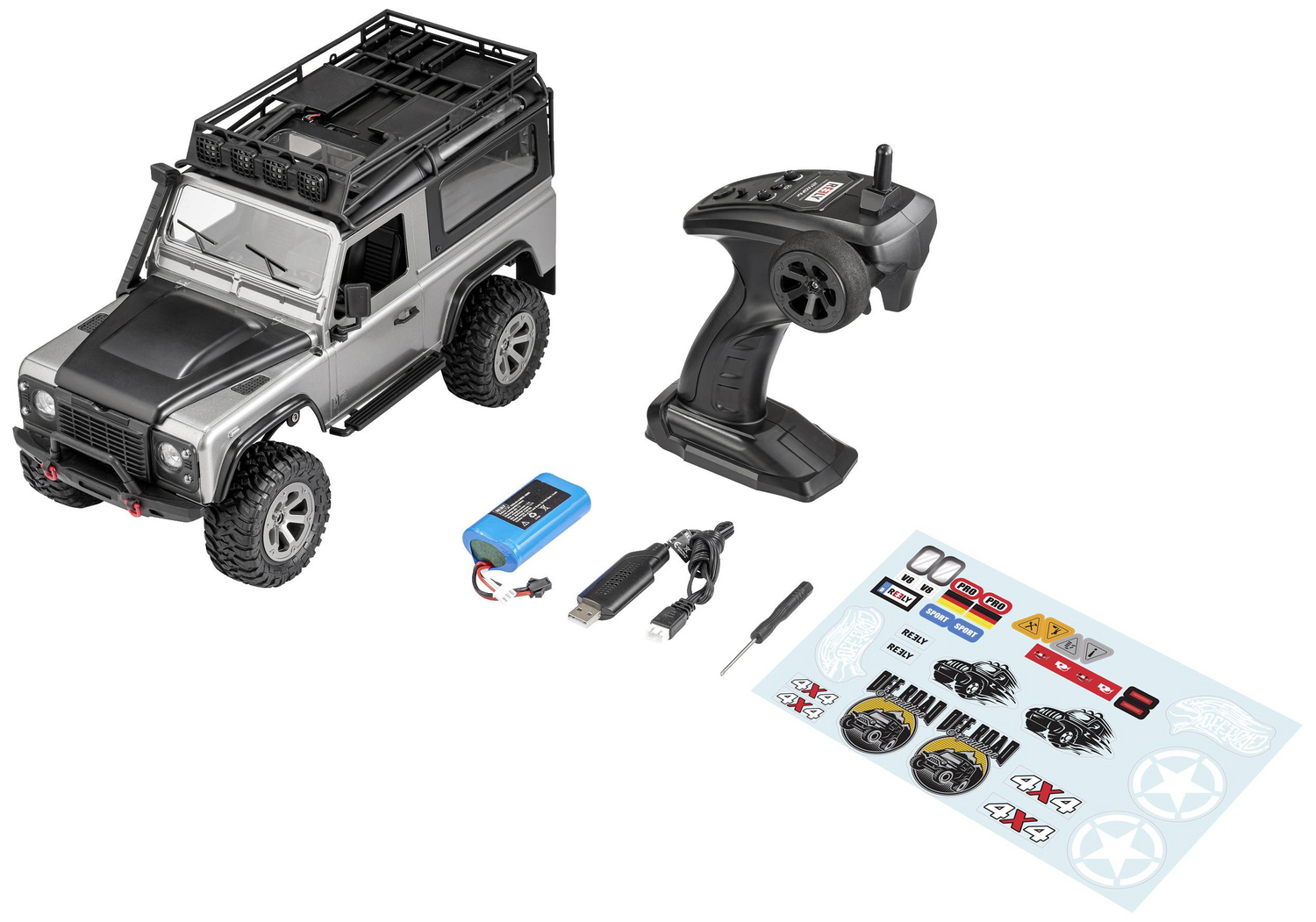 B-Ware Reely Silber Brushed 1:16 Rc Modellauto Elektro Crawler Modellwagen Akku Rc Auto - 4064161227559