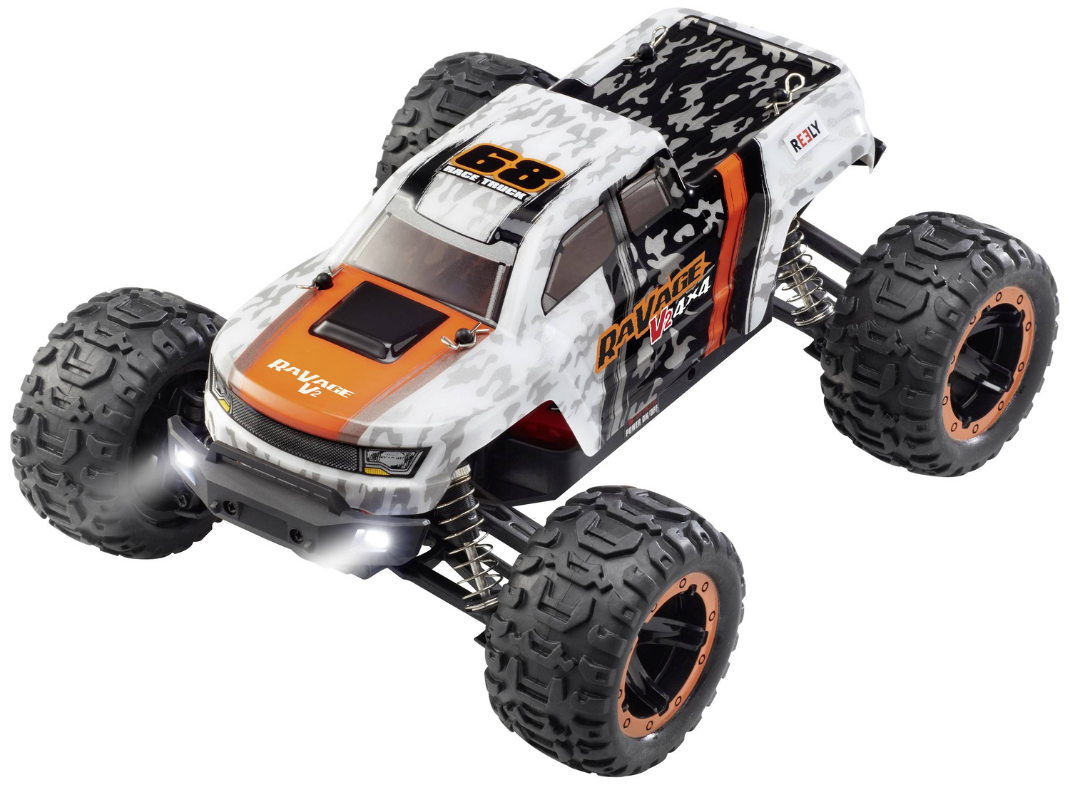 B-Ware Reely Ra Vage 4x4 V2 Orange/Weiß Brushed 1:16 Rc Modellauto Elektro Monstertruck - 4064161325002