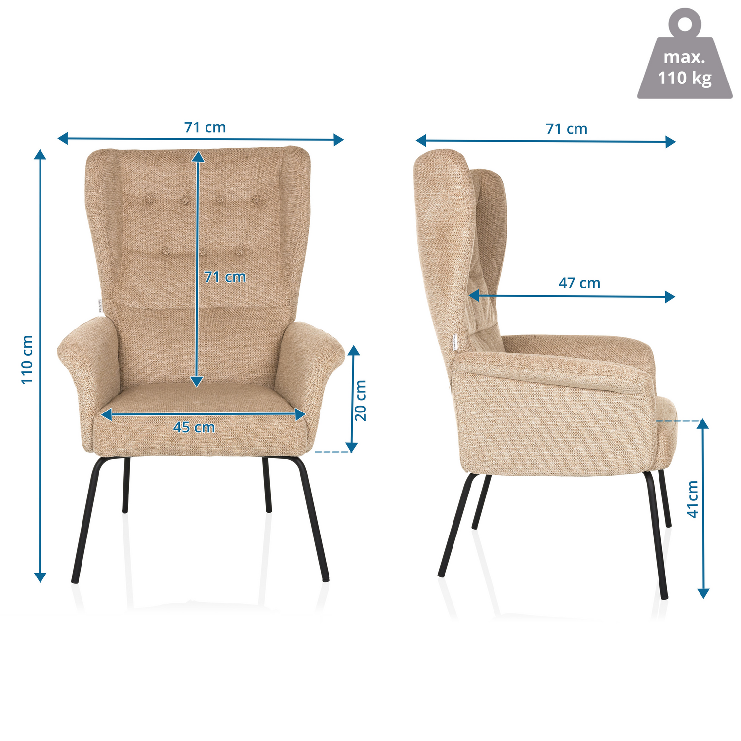 B-Ware Hjh Living Ohrensessel Relaxsessel Havenio Beige Polstersessel Loungesessel - 4064323038603