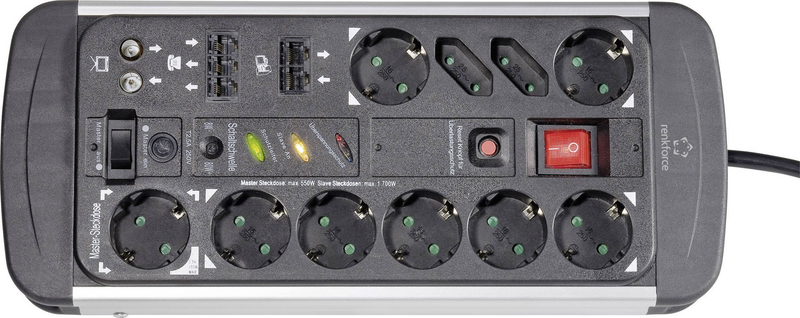 Boîtier de distribution de prises multiprises maître-esclave Renkforce 1015 A Cmb Sxms (produit de seconde main)