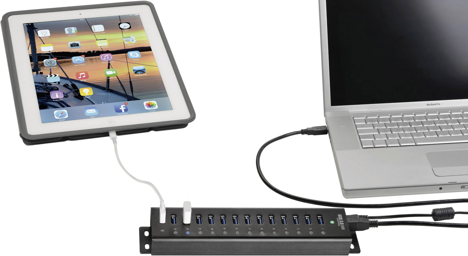 D-Ware Renkforce 13 Port Usb 3 Hub Leiste Aluminiumgehäuse Schnellladeport Defektware - 4016138951349