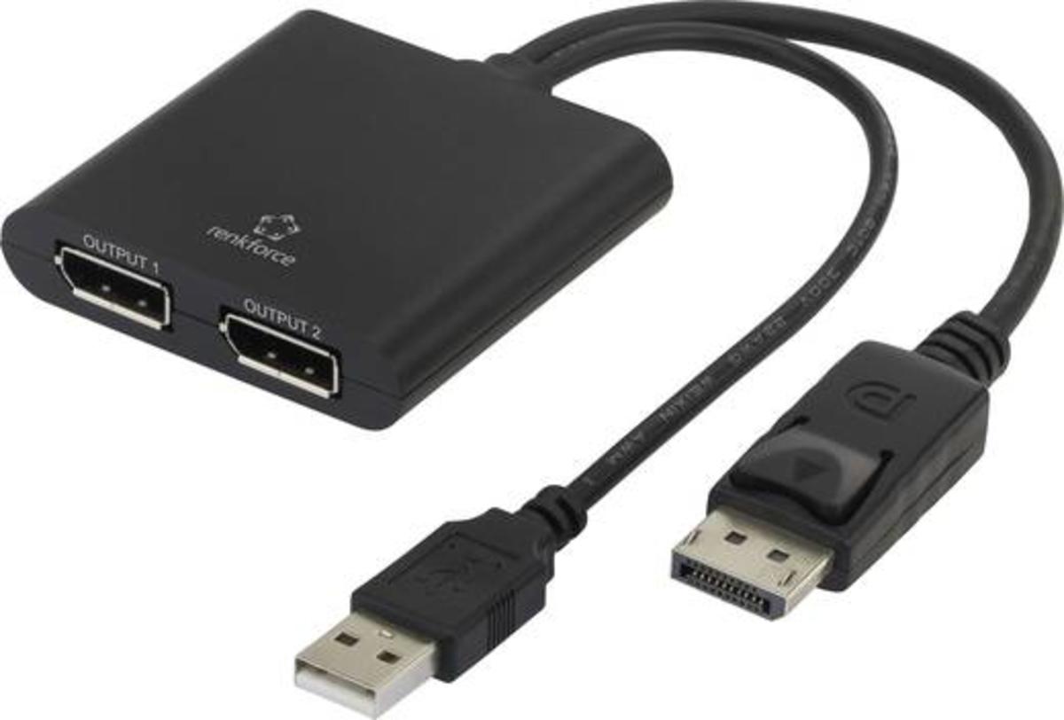 Renkforce DisplayPort Splitter DisplayPort Stecker/Buchse Schwarz - 4016139314785