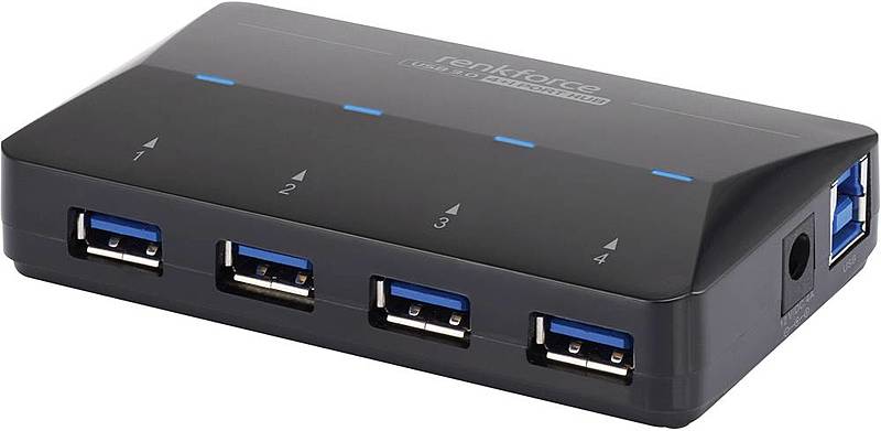B-Ware Renkforce 4+1 Port Usb 3.0 Hub Verteiler Mit Schnellladeport Status Le Ds Schwarz - 4016138934113