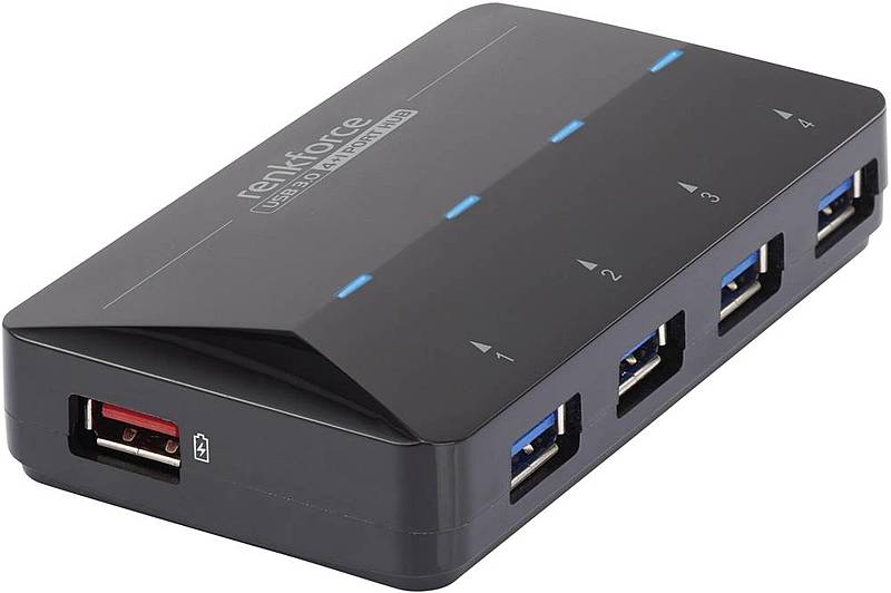 B-Ware Renkforce 4+1 Port Usb 3.0 Hub Verteiler Mit Schnellladeport Status Le Ds Schwarz - 4016138934113
