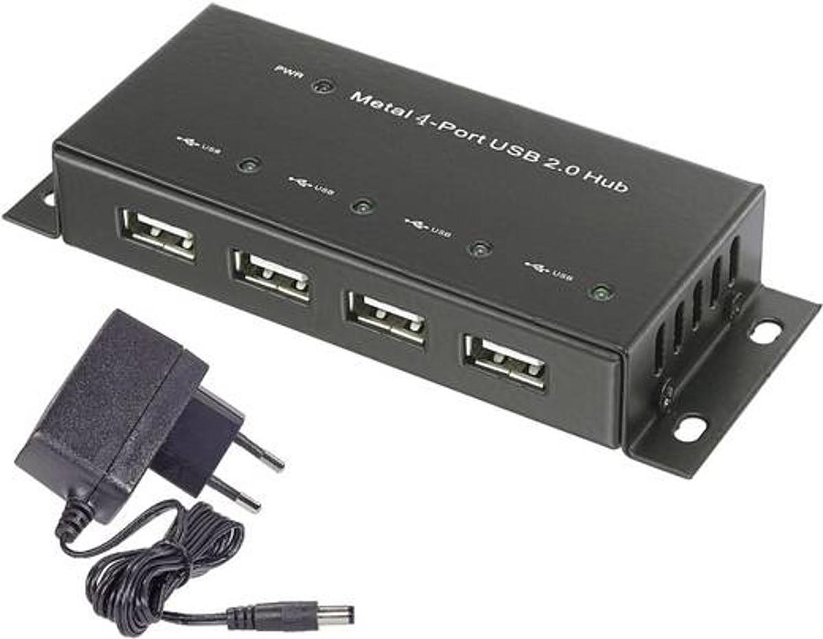 B-Ware Renkforce 4 Port Usb 2.0 Hub Metallgehäuse Zur Wandmontage Schwarz - 4053199513062