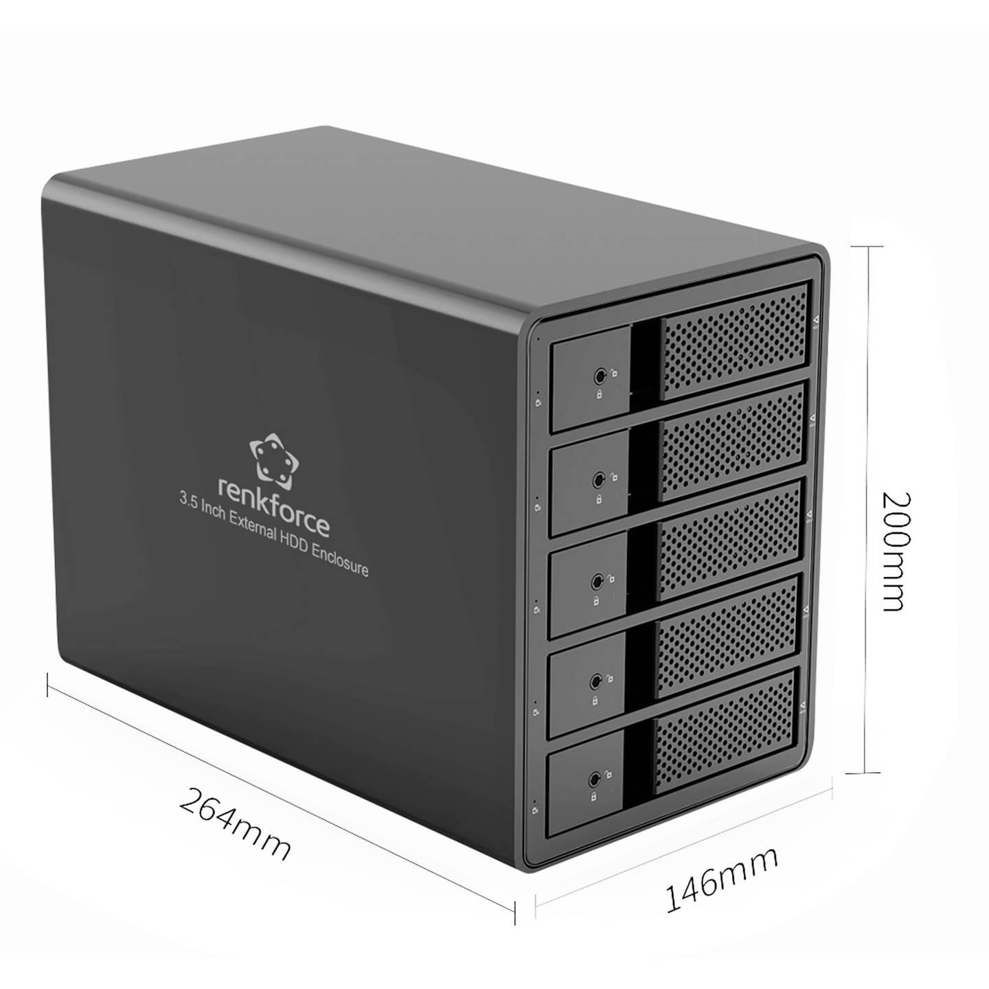B-Ware Renkforce Festplattengehäuse Speicherbox 3.5 Zoll Usb Bay Aluminium Schwarz580 - 4064161342870