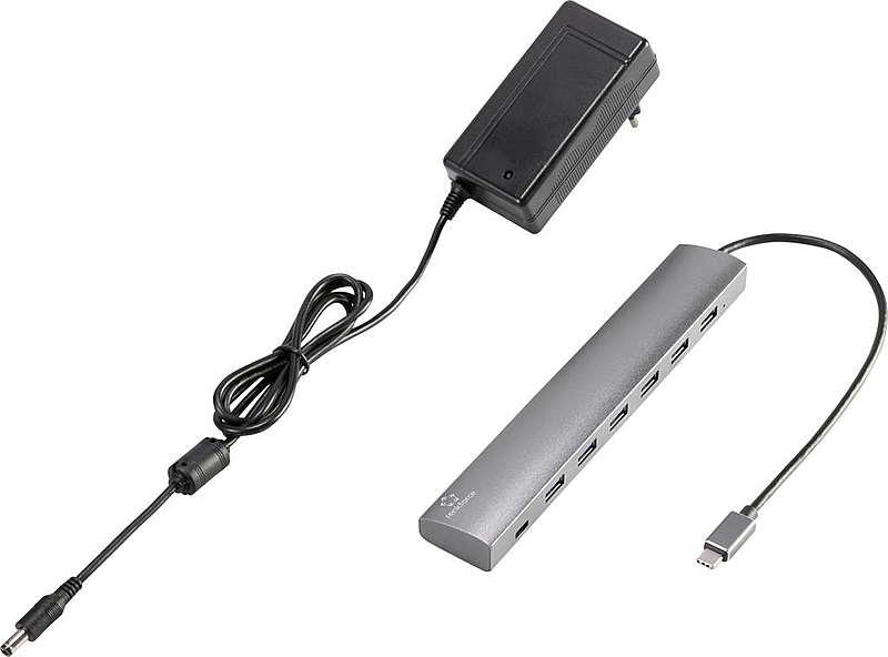B-Ware Renkforce 6+1 Port Usb 3.1 Hub Mit Pass Through Stromanschluss Aluminiumgehäuse - 4053199545612
