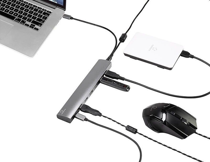B-Ware Renkforce 6+1 Port Usb 3.1 Hub Mit Pass Through Stromanschluss Aluminiumgehäuse - 4053199545612