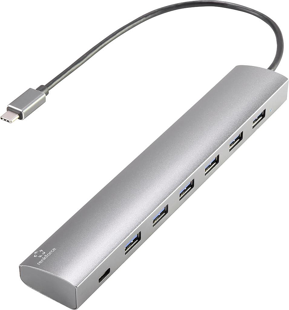 B-Ware Renkforce 6+1 Port Usb 3.1 Hub Mit Pass Through Stromanschluss Aluminiumgehäuse - 4053199545612