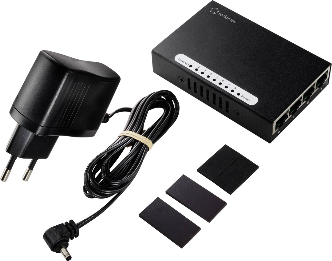 Renkforce Netzwerk Switch 8 Port Gigabit Ethernet Schwarz Kompakt Router B-Ware - 4064161074009