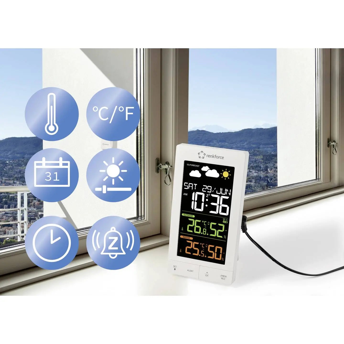 B-Ware Renkforce Funk Wetterstation Wetteruhr Wetterstation Außensensor Digital - 4064161396170