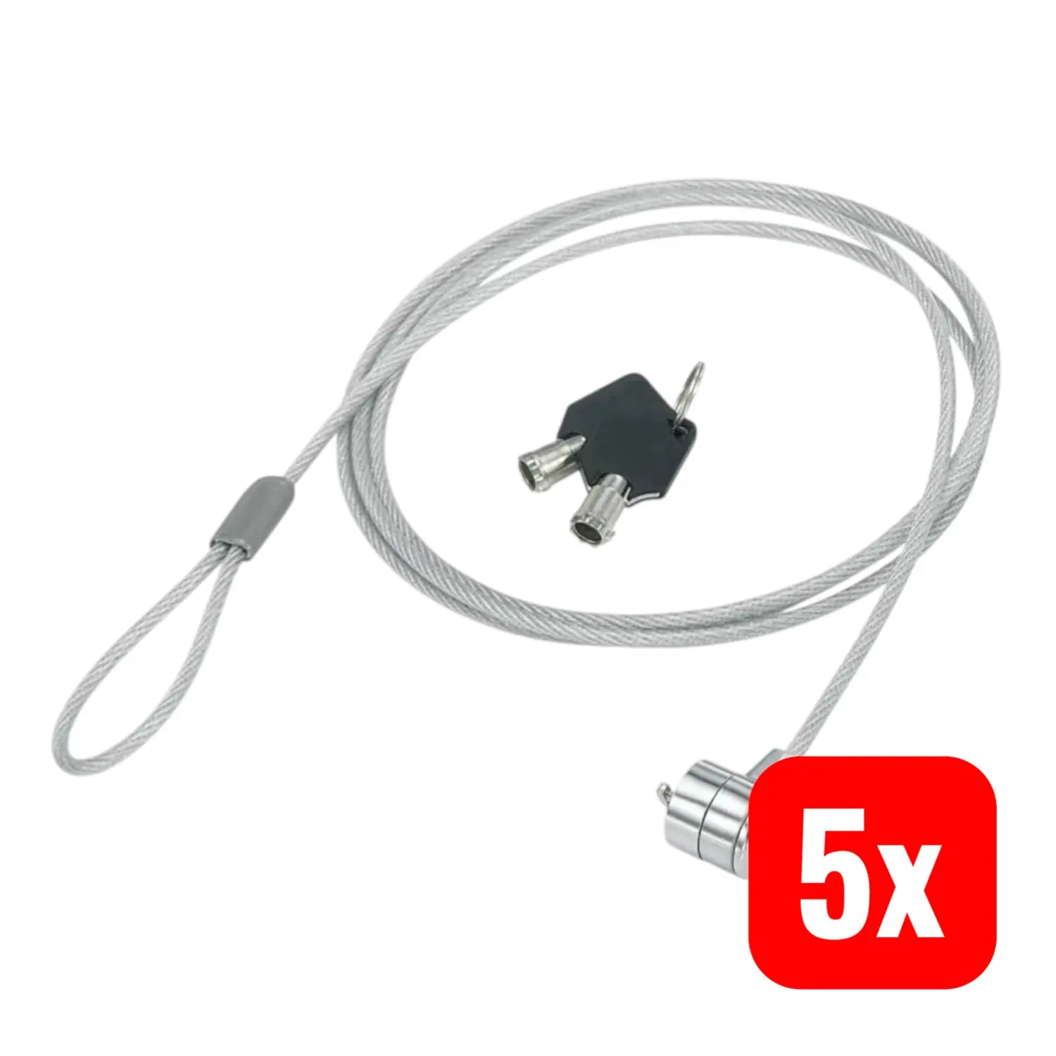 B-Ware Renkforce Laptopschloss Schlüsselschloss 2 Schlüssel Kabelschloss 1500mm 5 Stück - 4064161189253
