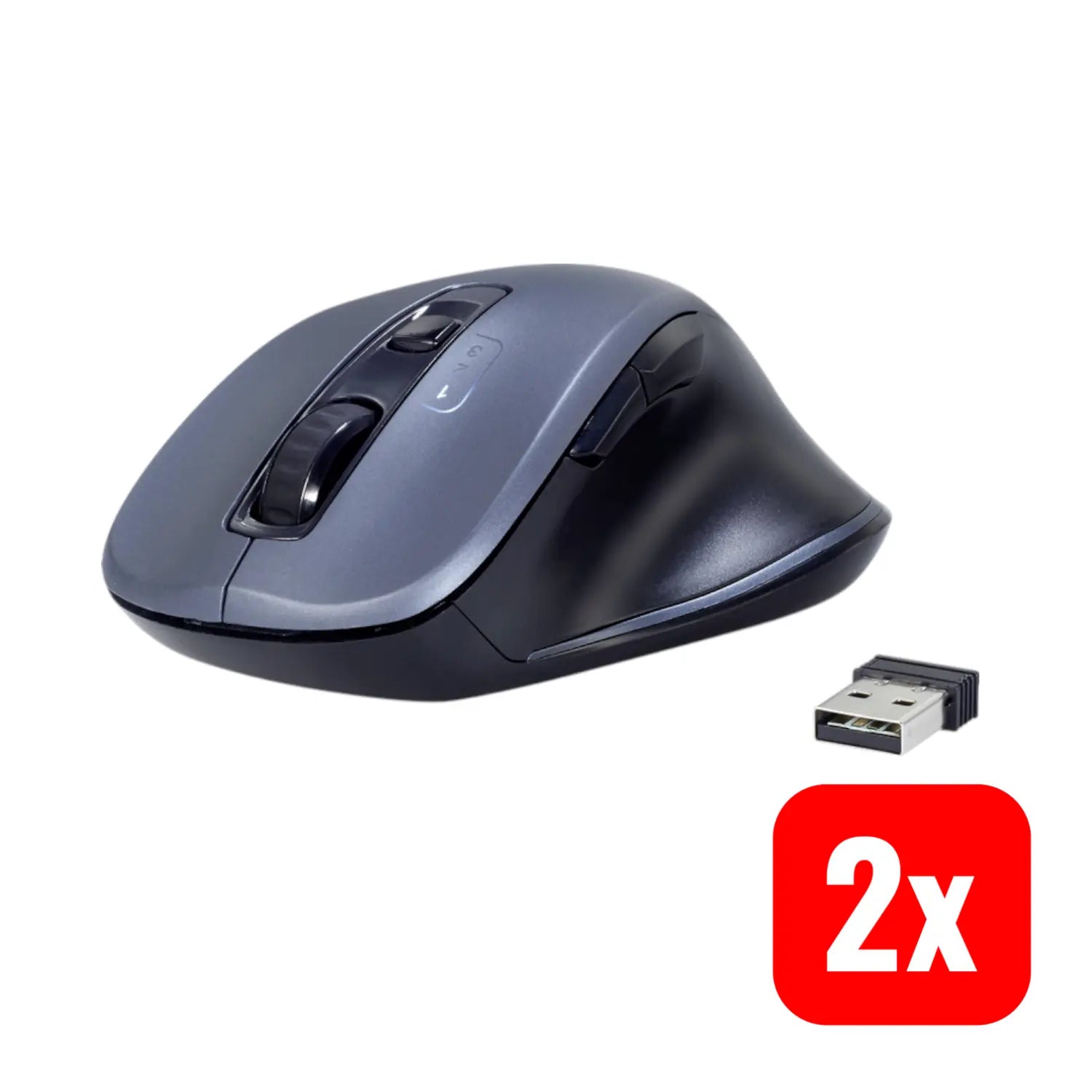 B-Ware Renkforce Ergonomische Maus Bluetooth Funk Optisch Grau 7 Tasten 1600dpi 2 Stück - 4064161039619