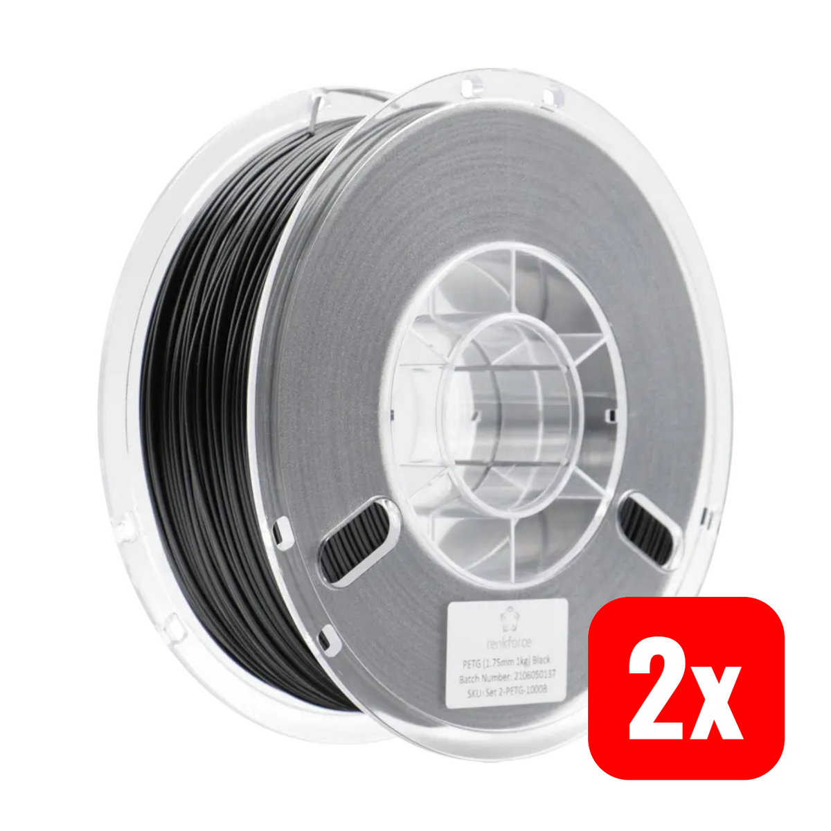 RENKFORCE Filament Druckmaterial PETG Schwarz Spule 3D Drucker 1 Kg 2 STÜCK - 4064161177212