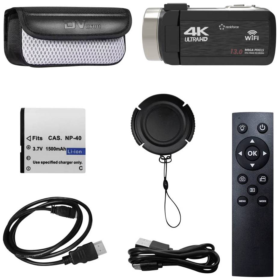 B-Ware Renkforce Rf 5798910 4 K Camcorder 7.6 Cm 3 Zoll 13 Megapixel Schwarz Kamera350