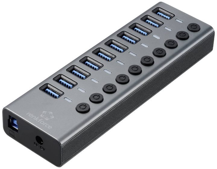 Renkforce Rf 6027504 10 Port Usb 3.2 Gen2 Hub Einzeln Schaltbar Aluminiumgehäuse B-Ware