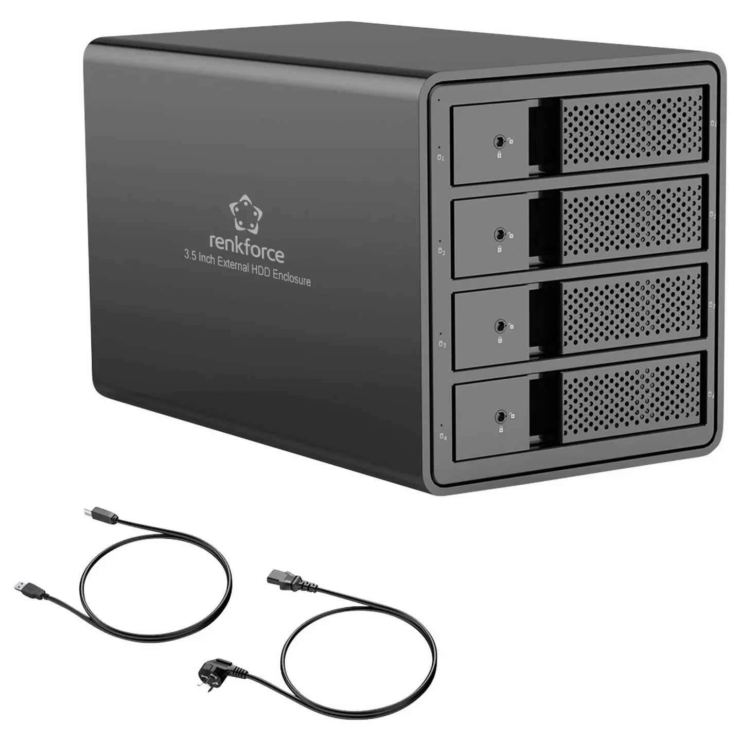 B-Ware Renkforce Festplattengehäuse Laufwerksbox Hdd Usb 3.0 4 Bay Aluminium 3.5 Zoll  - 4064161342863