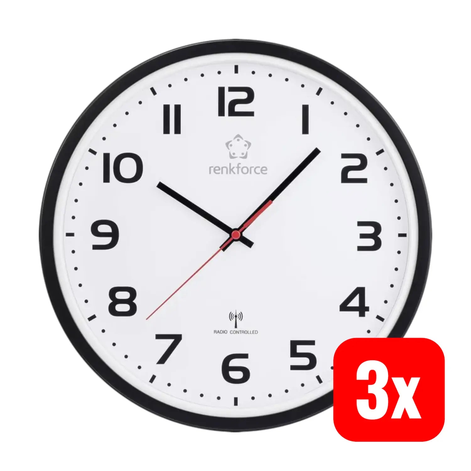 B-Ware Renkforce Wanduhr Funkuhr Uhr Analog Kunststoff Dcf77 Funk 32 Cm 3 Stück - 4064161476858