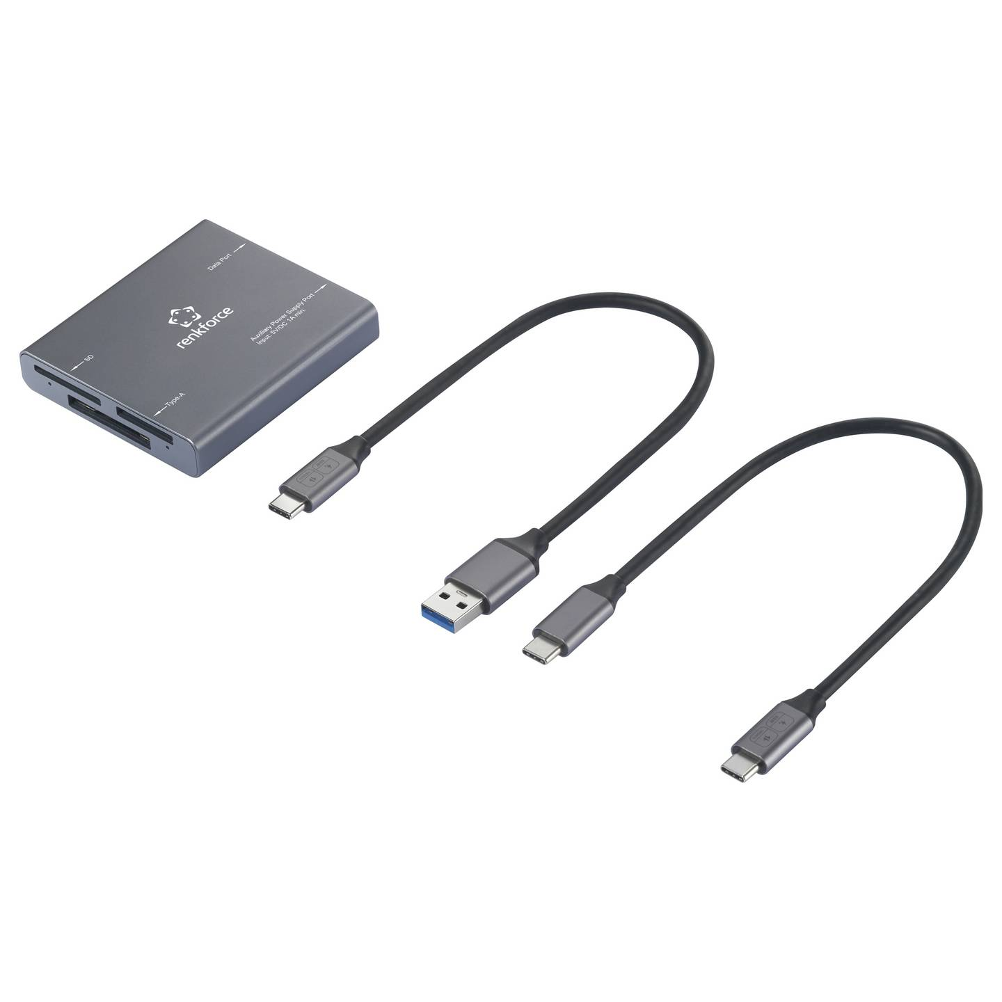 Lecteur de cartes mémoire CF 3-en-1 Renkforce RF CR 700 (reconditionné), USB-C, gris