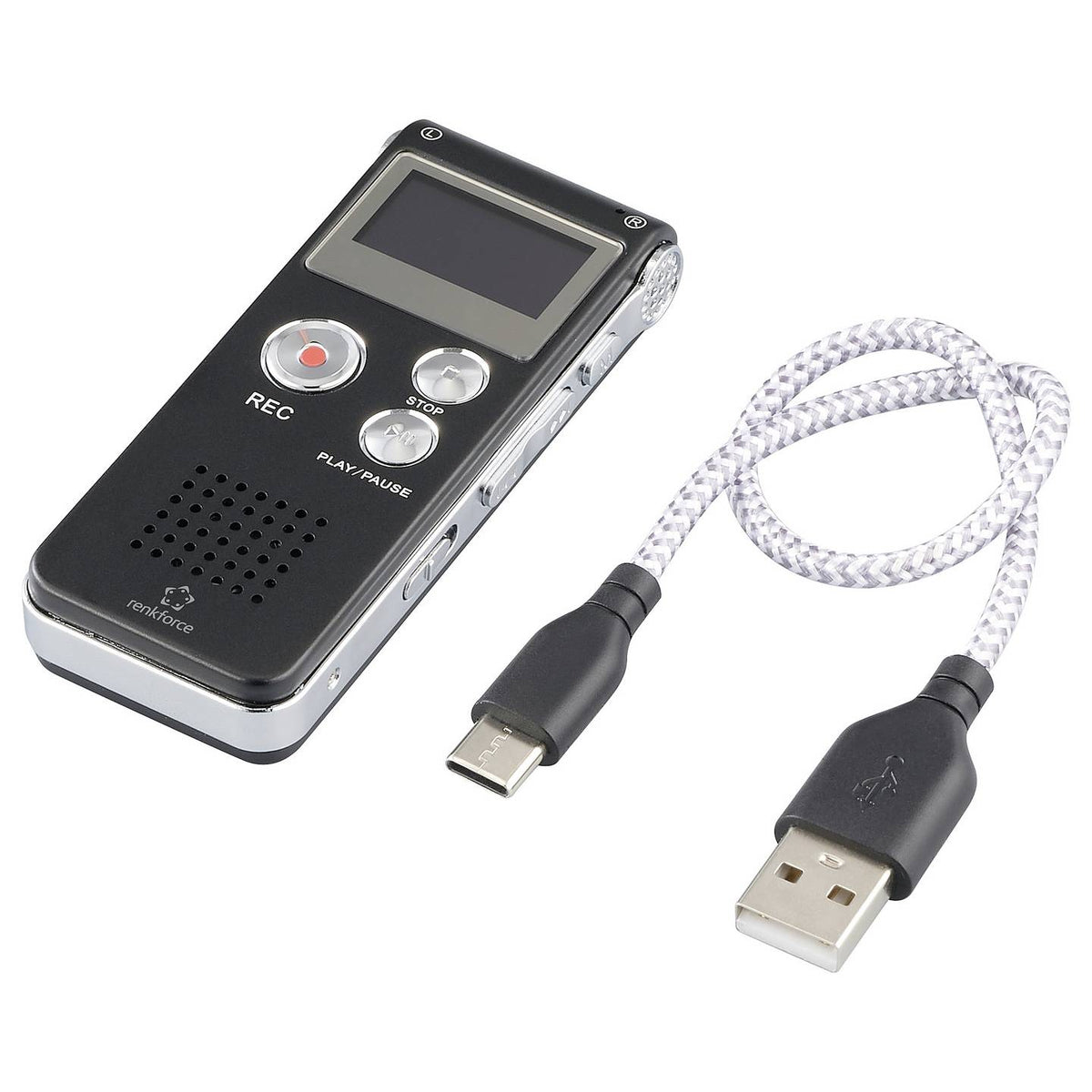 RENKFORCE RF-DVR-L169 DIGITALE Diktiergerät Sprachaufzeichner 8GB schwarz USB-C - 4064161394381