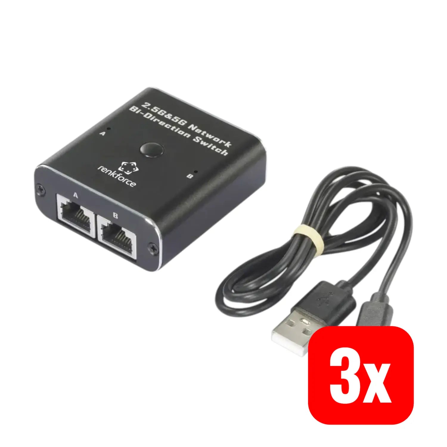 B-Ware Renkforce Netzwerk Switch Verteiler Rj45 Ethernet 2 Port 5 G Bit/S Usb 3 Stück - 4064161408323