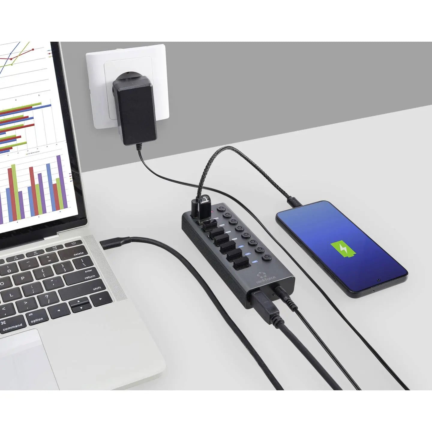 B-Ware Renkforce Rf Hub 380 Usb Hub Verteiler 8 Port Usb 3.2 Gen Schwarz - 4064161314877