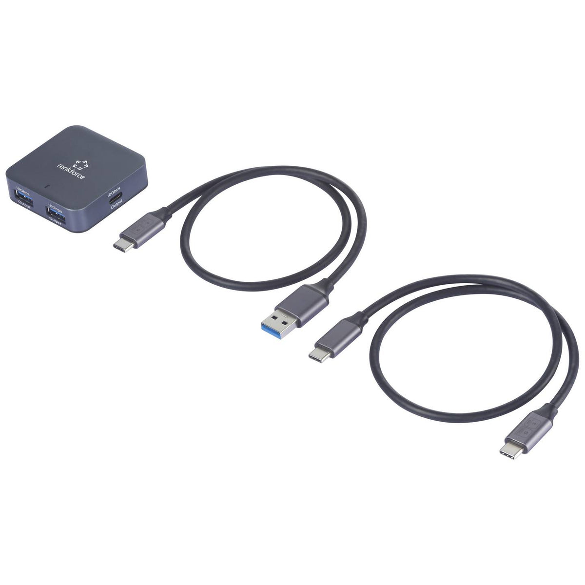 RENKFORCE RF-USBH-500 USB 3.2 Hub Verteiler Adapter Mehrfachanschluss Schwarz - 4064161331546
