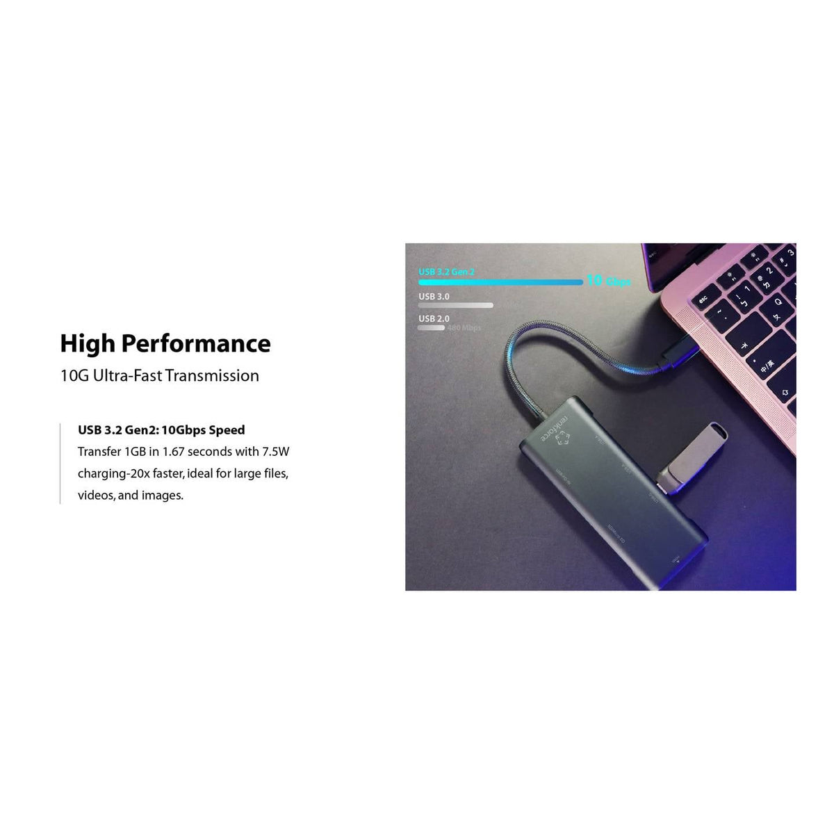 RENKFORCE Dockingstation 7in1 Adapter USB-C Hub Kartenleser USB-A HDMI Schwarz - 4064161398068