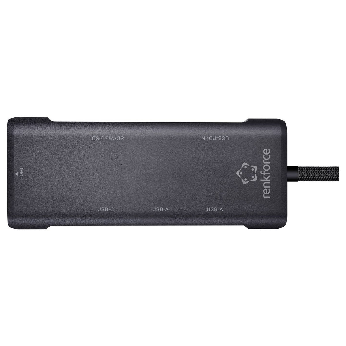 RENKFORCE Dockingstation 7in1 Adapter USB-C Hub Kartenleser USB-A HDMI Schwarz - 4064161398068