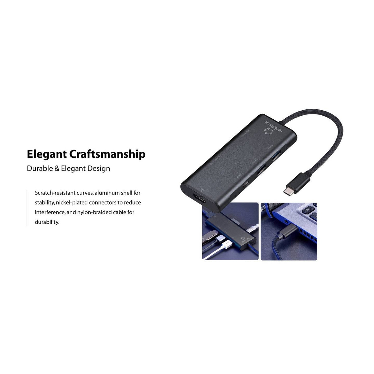 RENKFORCE Dockingstation 7in1 Adapter USB-C Hub Kartenleser USB-A HDMI Schwarz - 4064161398068