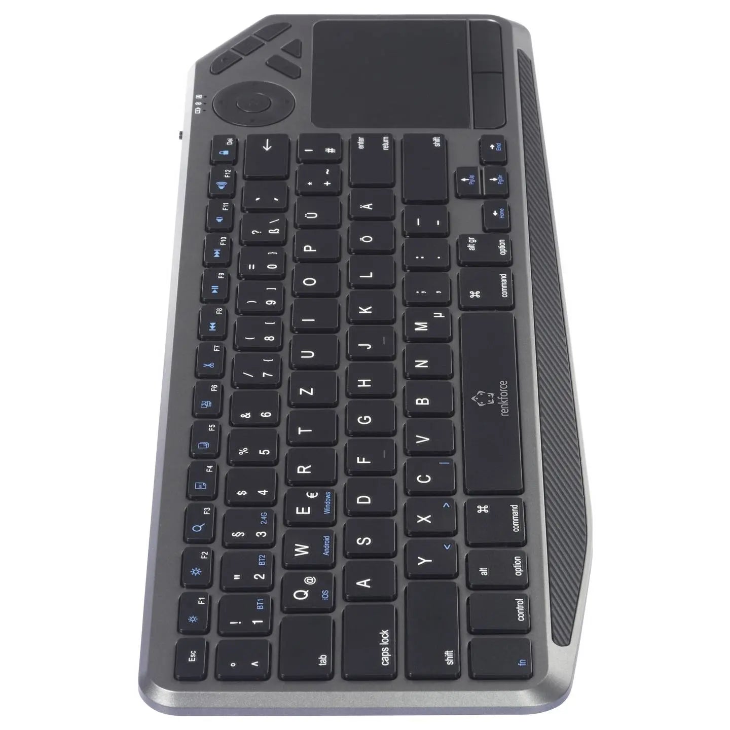 B-Ware Renkforce Tastatur Keyboard Bluetooth Funk Qwertz Schwarz Integriertes Touchpad