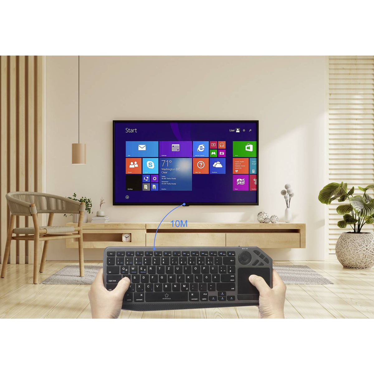 Renkforce Tastatur Keyboard Bluetooth Funk QWERTZ Schwarz Integriertes Touchpad - 4064161472133