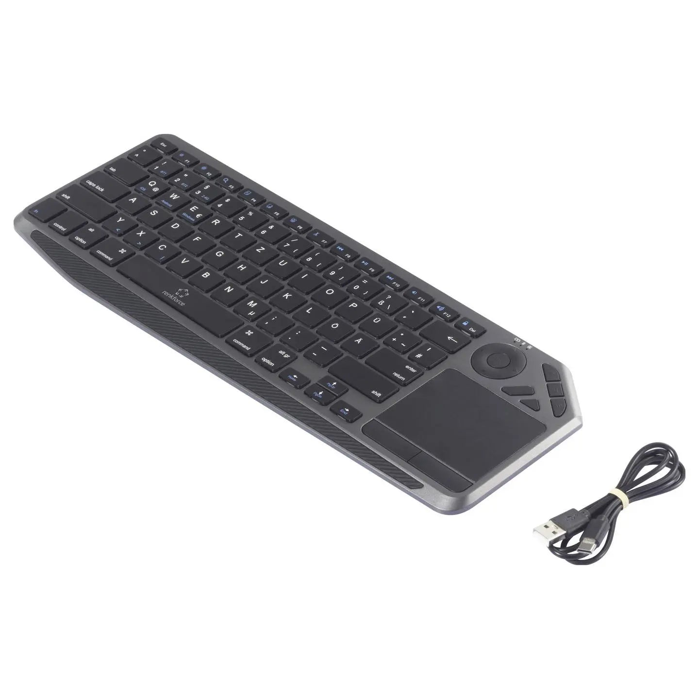 B-Ware Renkforce Tastatur Keyboard Bluetooth Funk Qwertz Schwarz Integriertes Touchpad