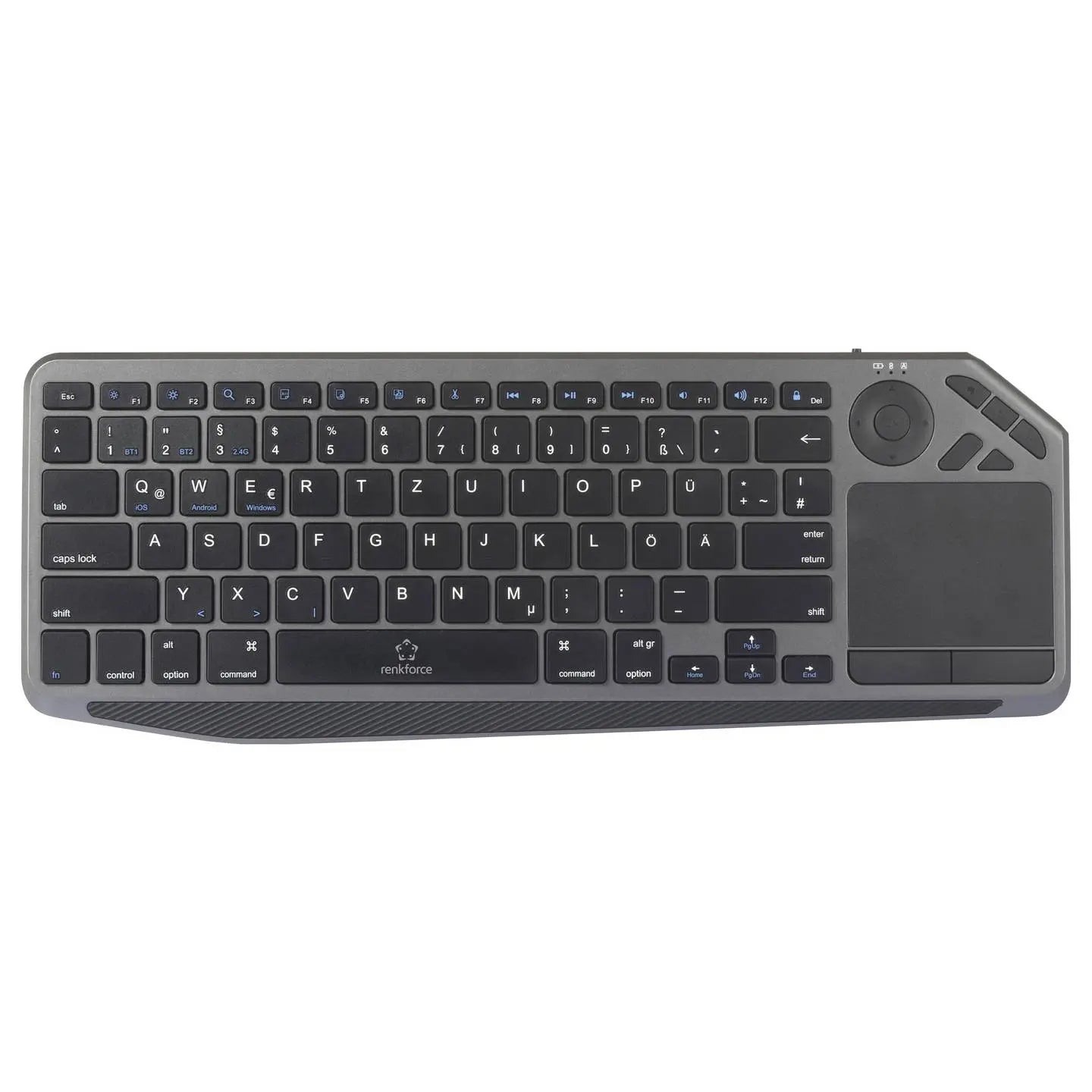 B-Ware Renkforce Tastatur Keyboard Bluetooth Funk Qwertz Schwarz Integriertes Touchpad