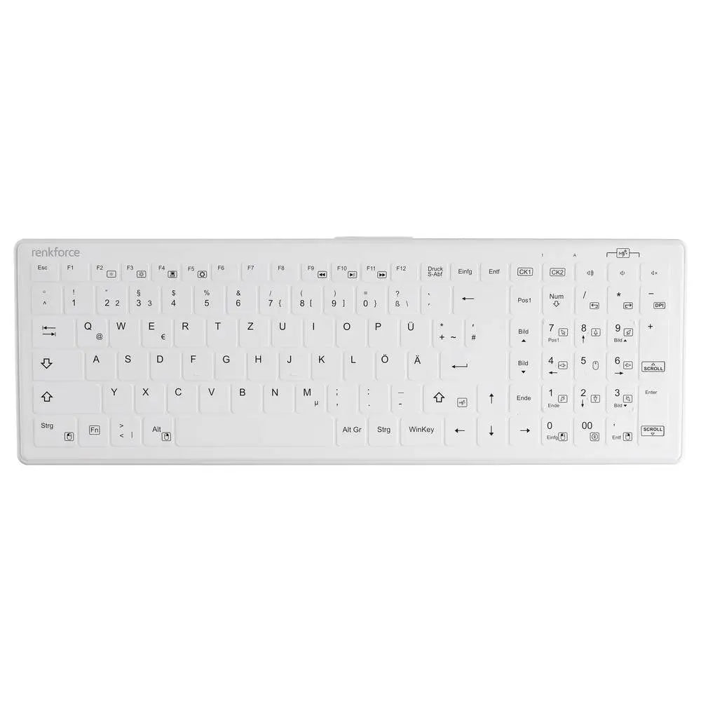 B-Ware Renkforce Tastatur Keyboard Usb Hygiene Qwertz Weiß Silikonmembran Kabel 2 Stück - 4064161338002