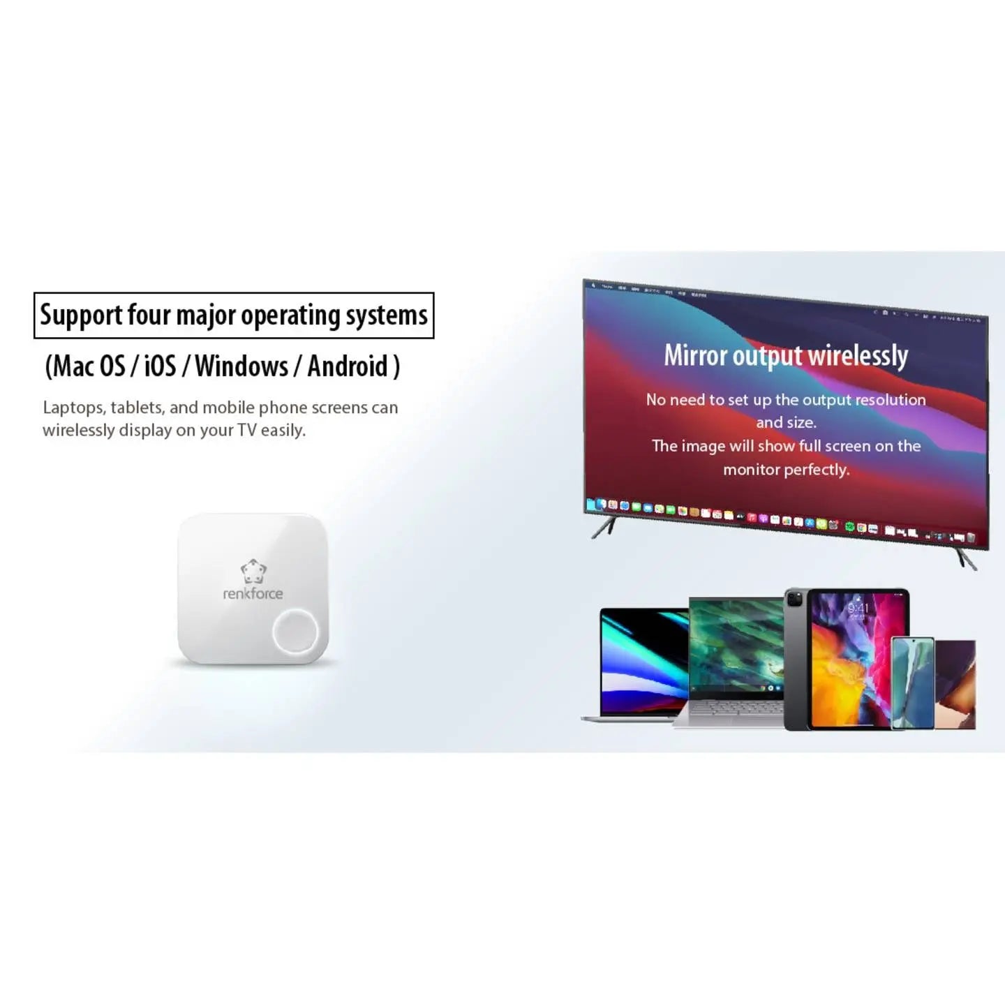 B-Ware Renkforce Streaming Box Empfänger Wi Fi Kabellos Weiß I Os Android Mac Windows 981 - 4064161333564