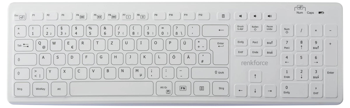 Renkforce RF-WRK-300 Kabellos Hygiene-Tastatur Deutsch QWERTZ290 - 4064161336985