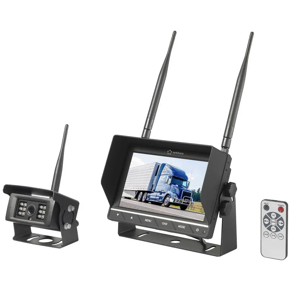 B-Ware Renkforce Rückfahrvideosystem Einparkhilfe Funkkamera Monitor 2 Eingänge Schwarz - 4064161238654