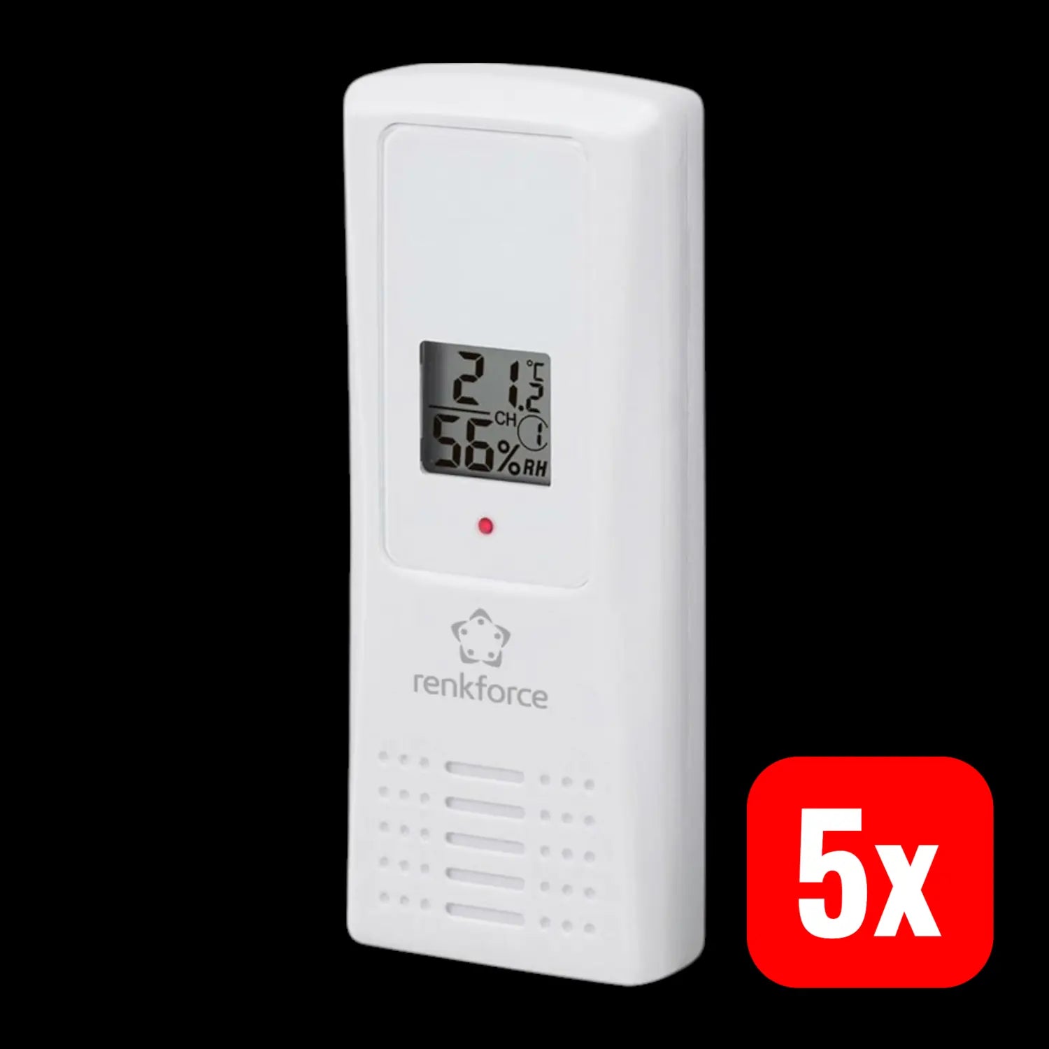 B-Ware Renkforce Thermo Hygrosensor Sensor 100 M Thermosensor Batterie Weiß 5 Stück - 4016139070155