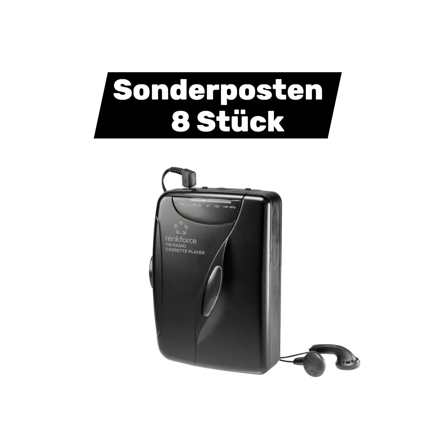 B-Ware Renkforce Tragbarer Kassettenspieler Ukw Radio Walkman Kasetten Spieler 8 Stück - 4064161203935