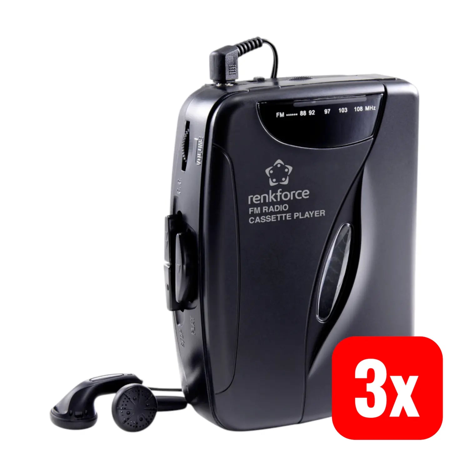 B-Ware Renkforce Tragbarer Kassettenspieler Ukw Radio Walkman Kasetten Spieler 3 Stück - 4064161203935