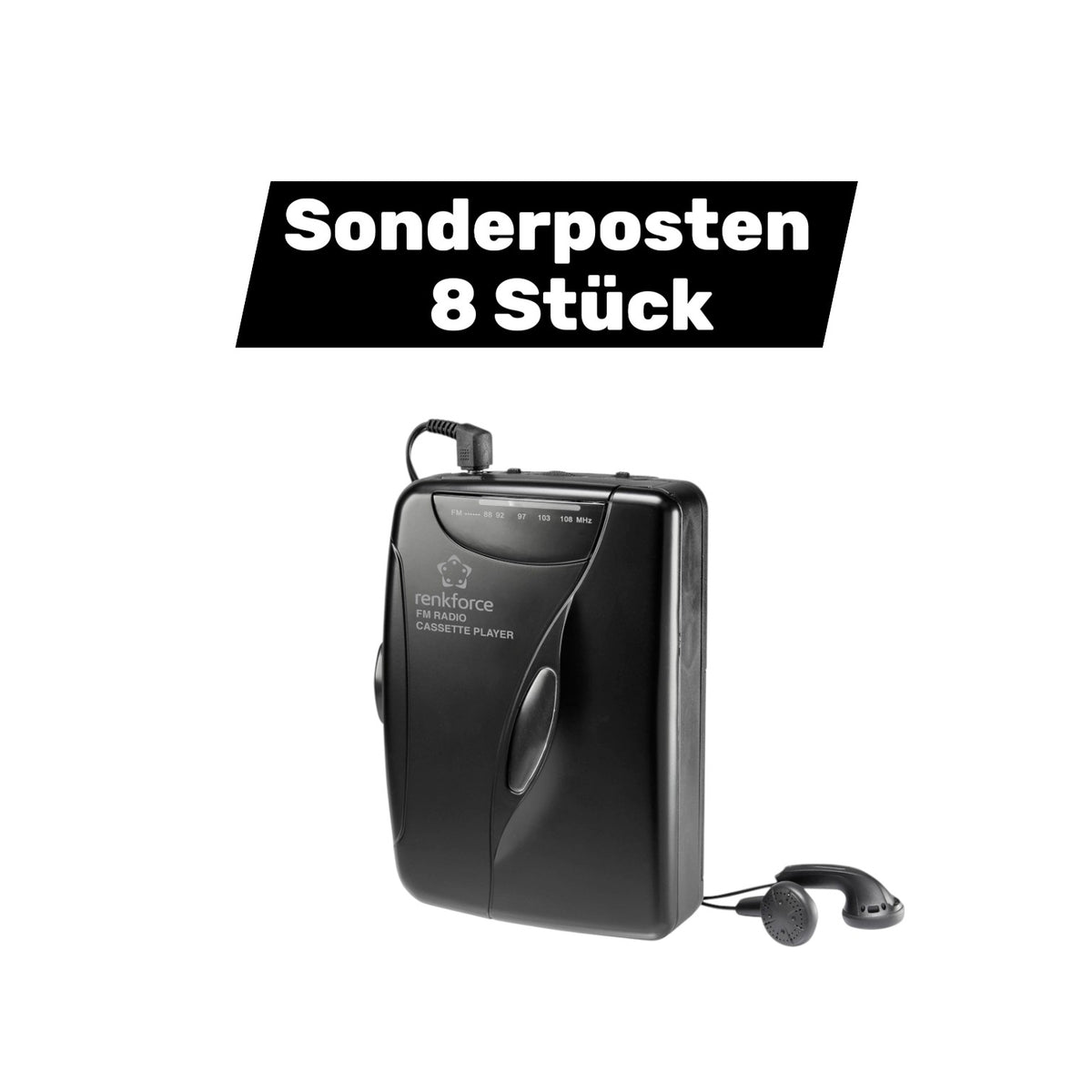 Renkforce Tragbarer Kassettenspieler UKW-Radio Walkman Kasetten Spieler 8 STÜCK - 4064161203935